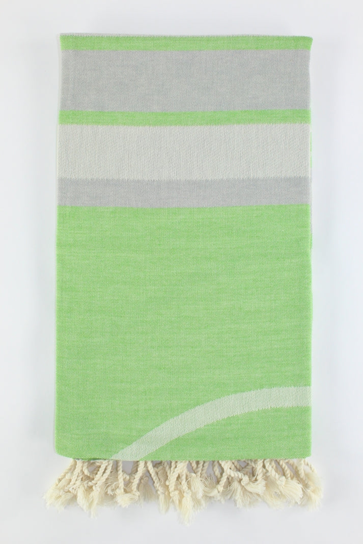Premium Turkish Towel Peshtemal Fouta (Green & Gray)