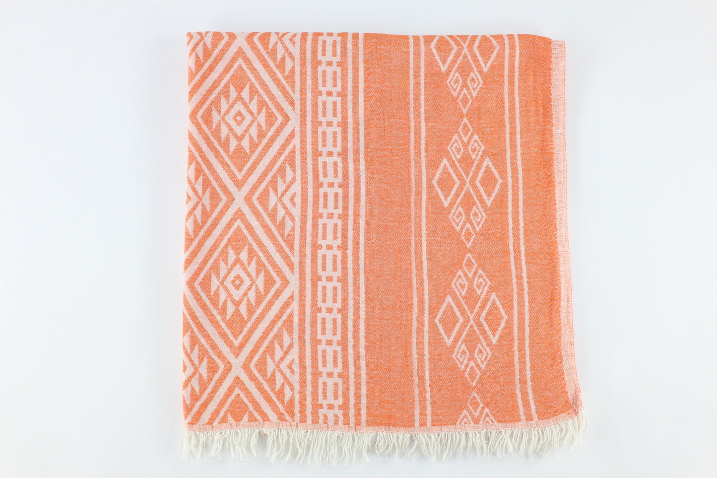 Premium Turkish Double Layer Kilim Towel Peshtemal Fouta (Orange)