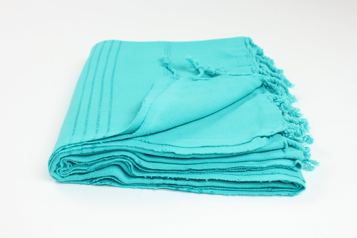 Premium Turkish Striped Towel Peshtemal Fouta (Turquoise Green)