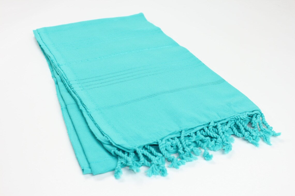 Premium Turkish Striped Towel Peshtemal Fouta (Turquoise Green)