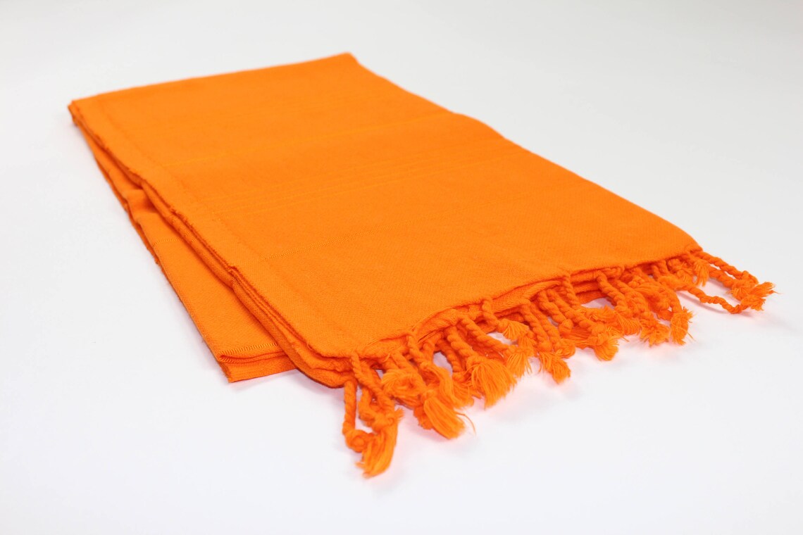 Premium Turkish Striped Towel Peshtemal Fouta (Orange)