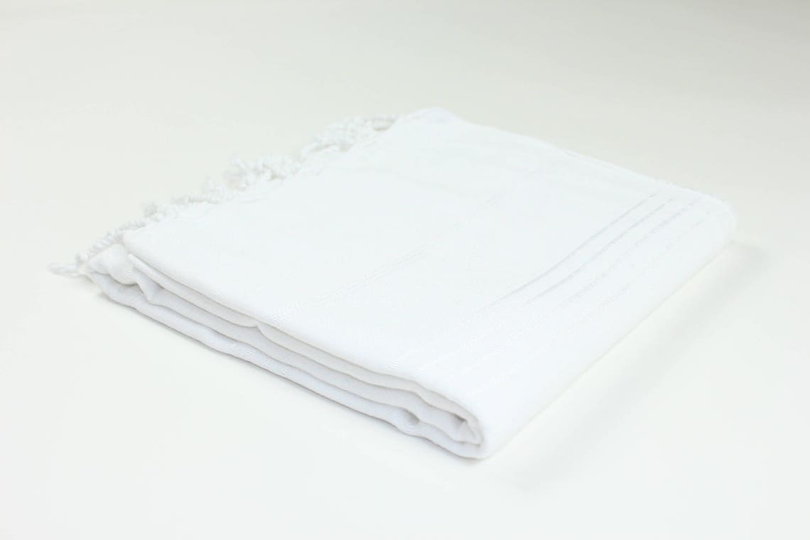 Premium Turkish Striped Towel Peshtemal Fouta (White)