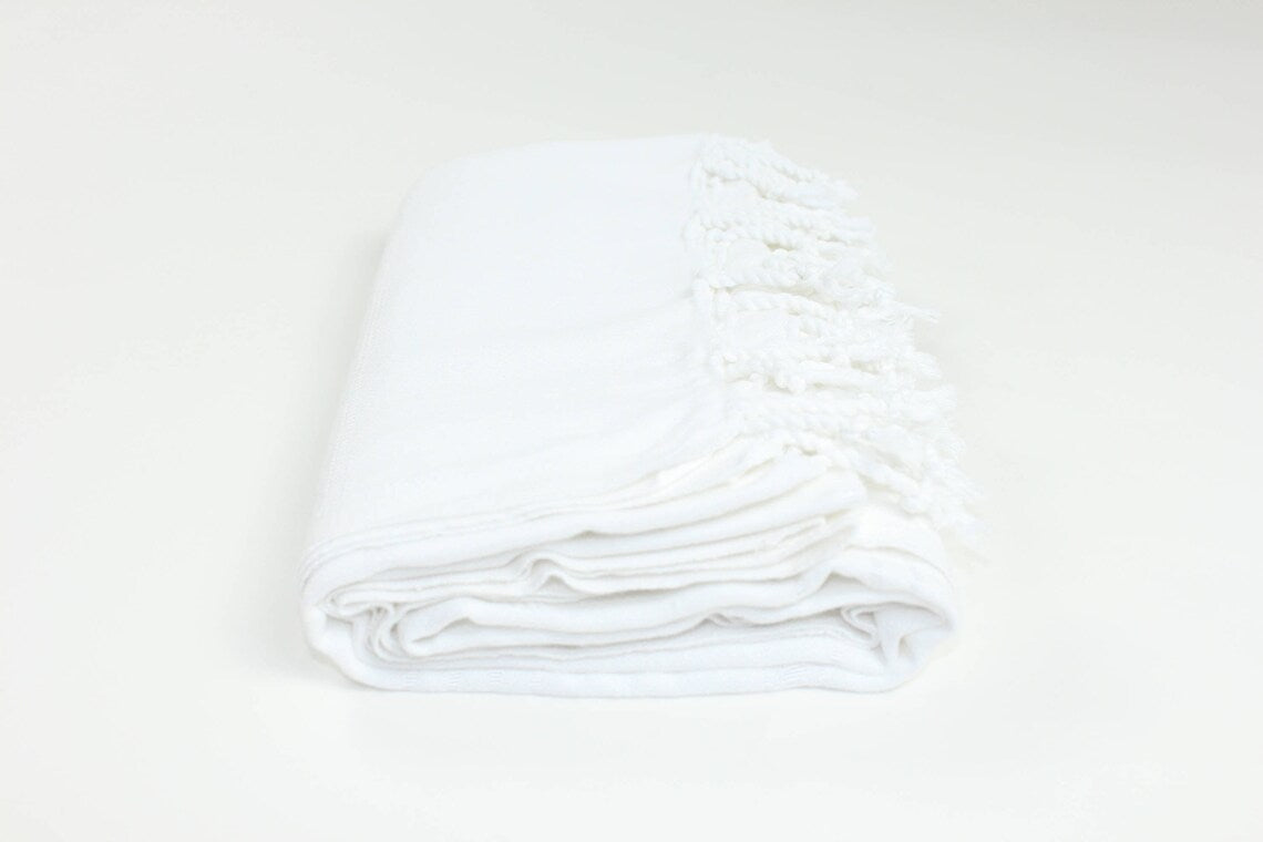 Premium Turkish Striped Towel Peshtemal Fouta (White)