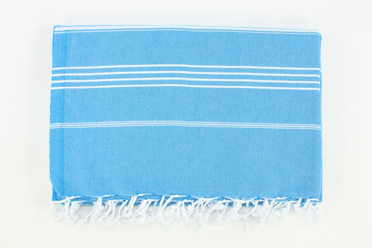 Premium Turkish Classic Striped Blanket Throw (Blue)