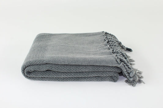 Premium Turkish Stone Washed Towel Peshtemal Fouta (Gray)
