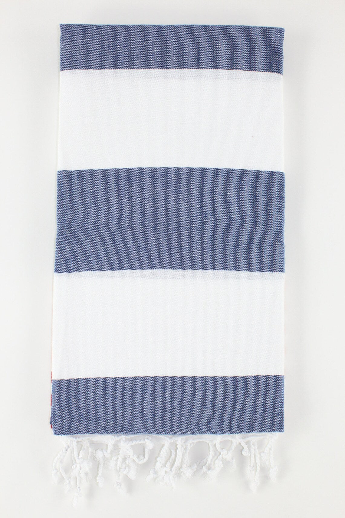 Premium Turkish Striped Towel Peshtemal Fouta (Red & Navy Blue & White)