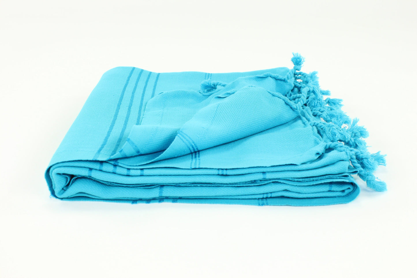 Premium Turkish Striped Towel Peshtemal Fouta (Turquoise Blue)